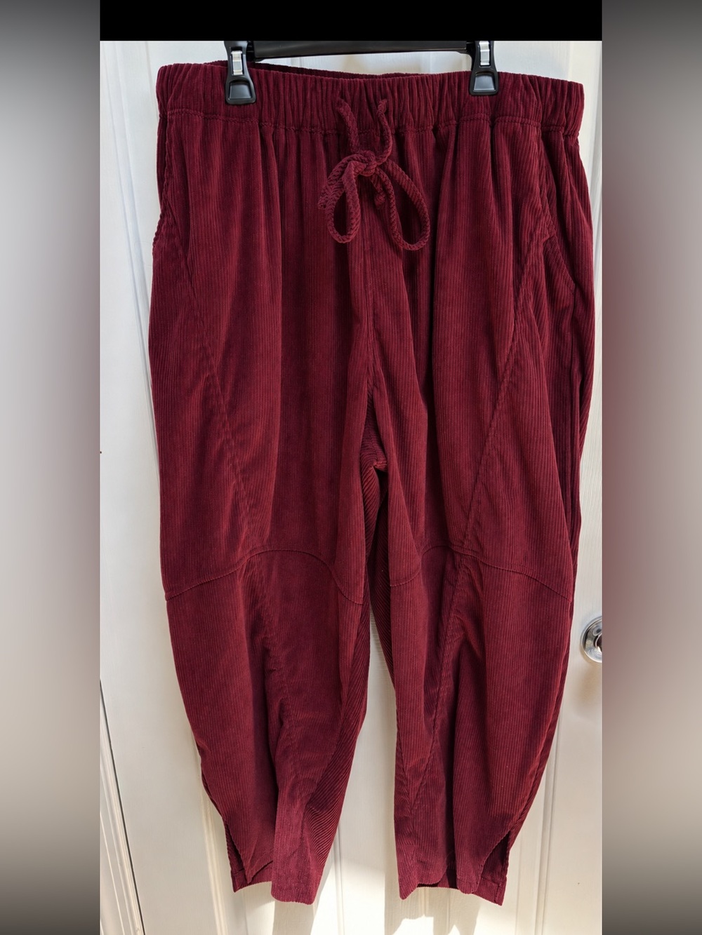 Wide Leg Corduroy Pants - Burgundy